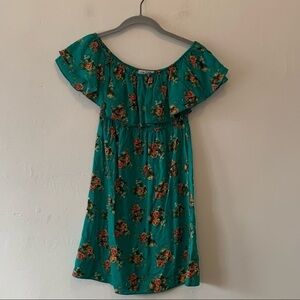 Velvet Torch Off Shoulder Ruffle Floral Mini Dress